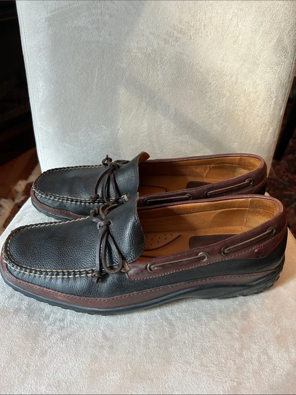Johnston & Murphy Black and Brown Leather Driving Loafers